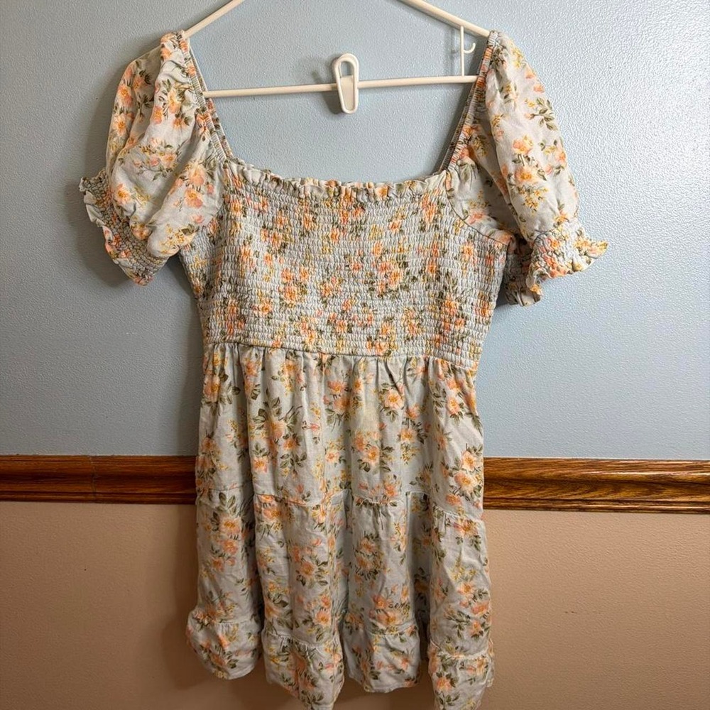 American Eagle Picnic Pretty Puff Sleeve Mini Dress - Size Small
